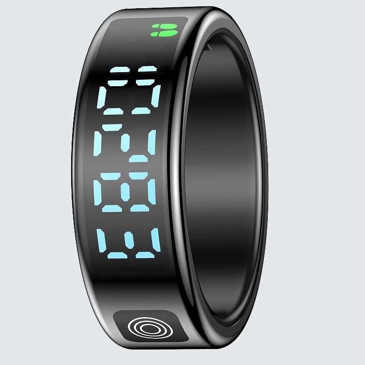 Bague connectée SR08 avec écran tactile multifonctionnel, moniteur de fréquence cardiaque, d'oxygénation sanguine et de sommeil_voghion.com