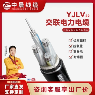 厂家定制电线电缆国标铜芯足米低压YJLV22铝芯铠装3*50+1*25平方