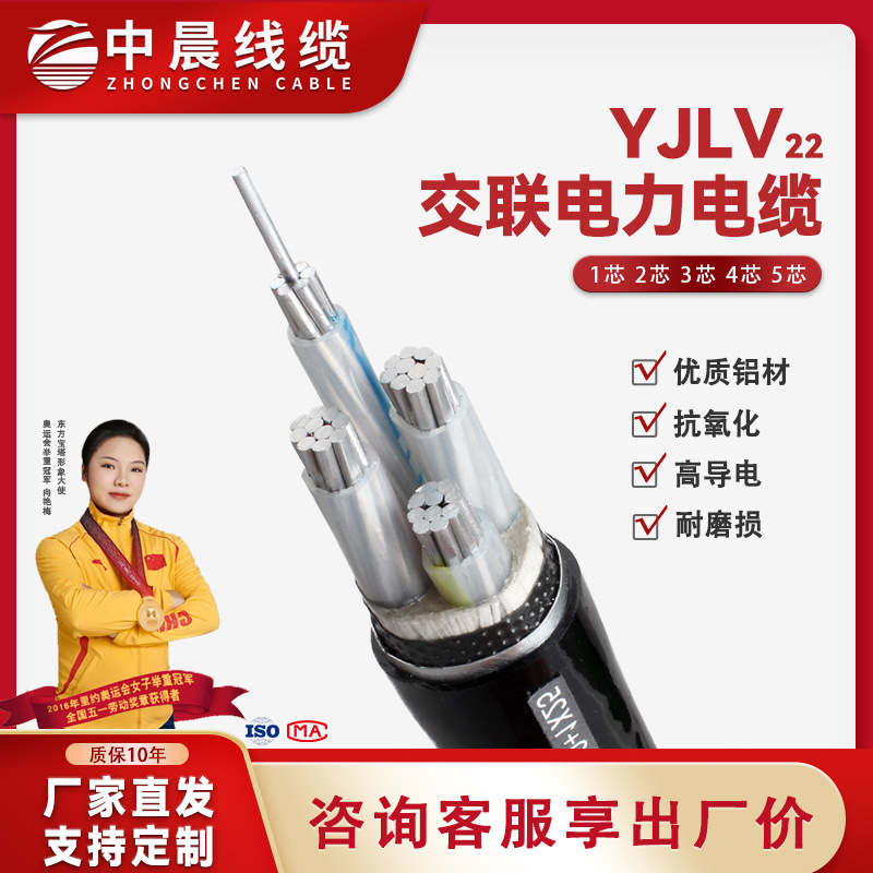 YJLV22铝芯铠装1/2/3/4/5/3+1/3+2/4+1芯150/300电线电缆国标铝芯