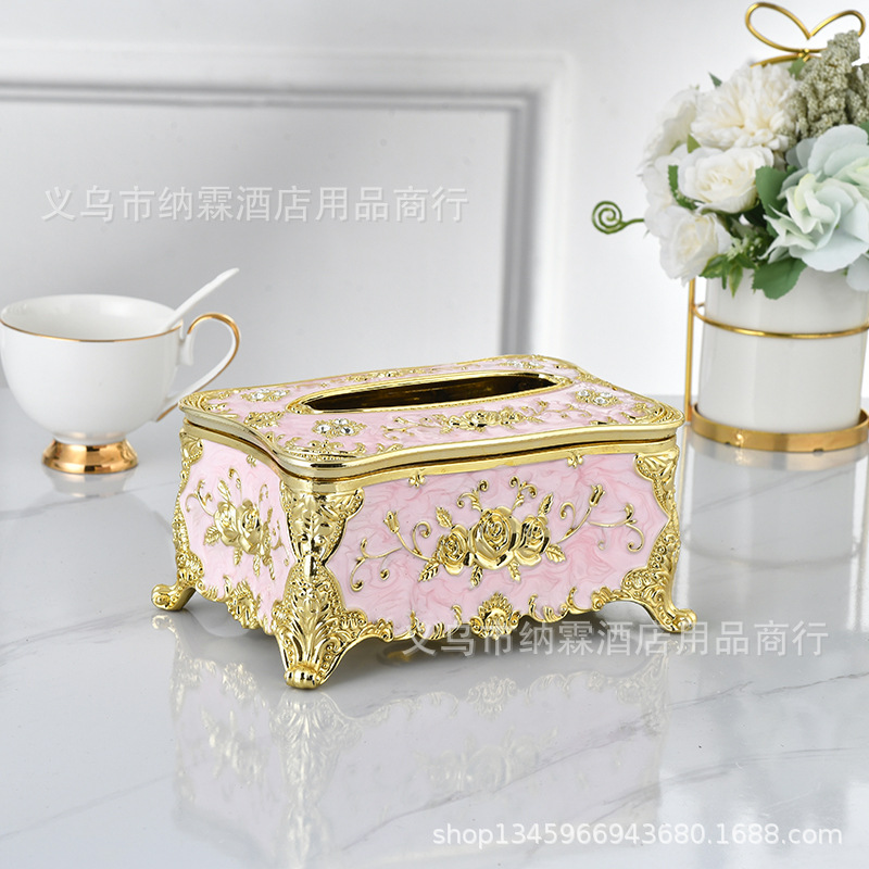 Caja de pañuelos de estilo europeo sala de estar tejido creativo nórdico ins caja de pañuelos de hogar KTV mesa de café simple comida Linda