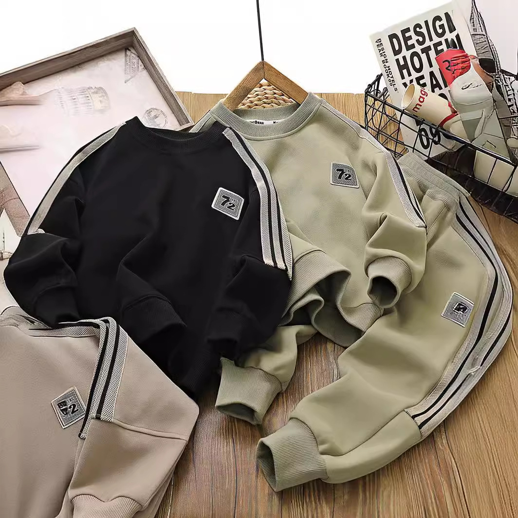 Traje para niños 2024 primavera y otoño nuevo estilo ropa para niños traje para niños versión coreana estilo occidental suéter para niños grandes pantalones suéter traje de dos piezas
