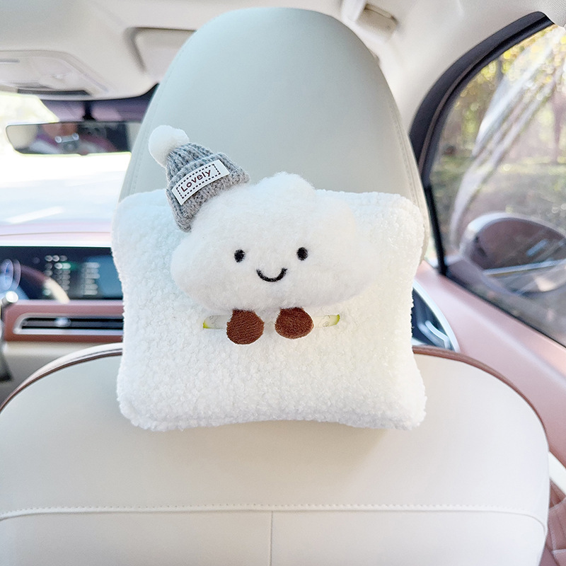 Car tissue box/set: Qiao Le Jia Yuan Cute Tissue Bag - gray-hat-white-cloud-seat-back-tissue-box