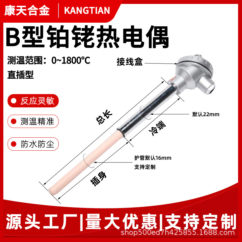 铂铑热电偶 刚玉管温度传感器 耐0-1800度 WRP-131高温防爆s型B型