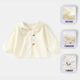 外贸品婴儿衣服春秋新款可爱上衣女宝宝超萌衬衫外出服一件代发