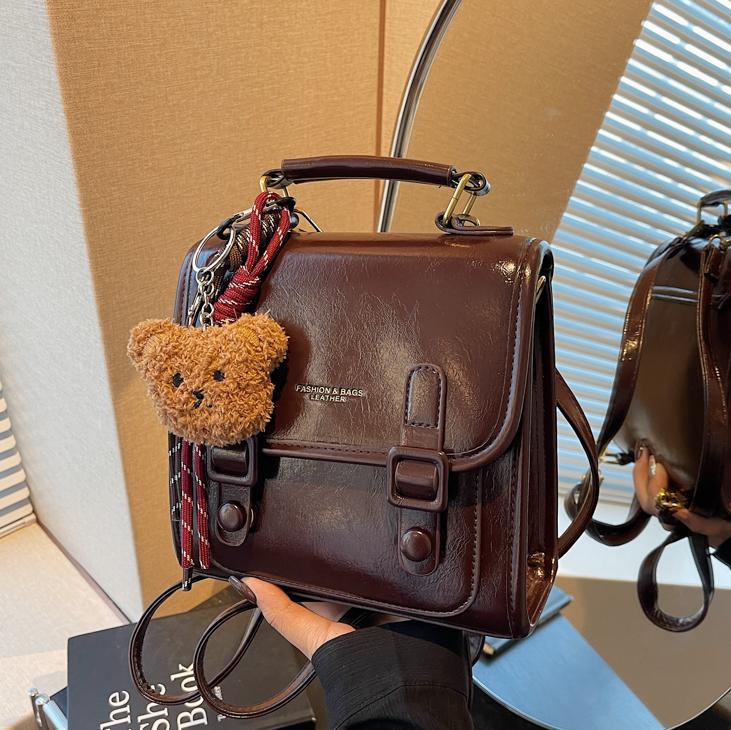 Bolsa de mano de piel de cera retrógrada para mujeres 2024 nuevo estilo universitario clase de mochila de viaje de alta calidad mochila
