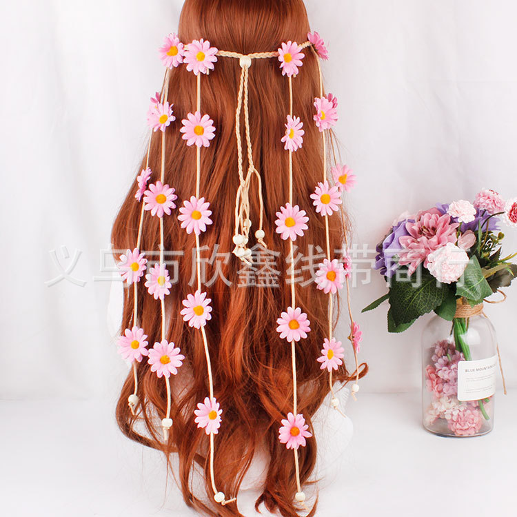 Banda para el cabello tocado guirnalda flor girasol Daisy diadema bohemio Anillo para el cabello Área escénica fabricantes de accesorios para el cabello suministro ahora
