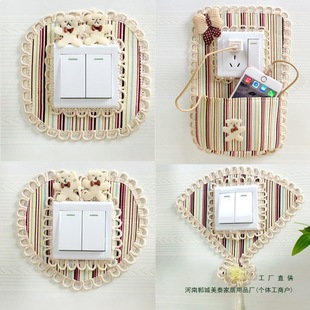 Fabric Switch Wall Sticker Protective Cover Creative European Style Living Room Bedroom Double Light Socket Decorative Cover Simple and Modern