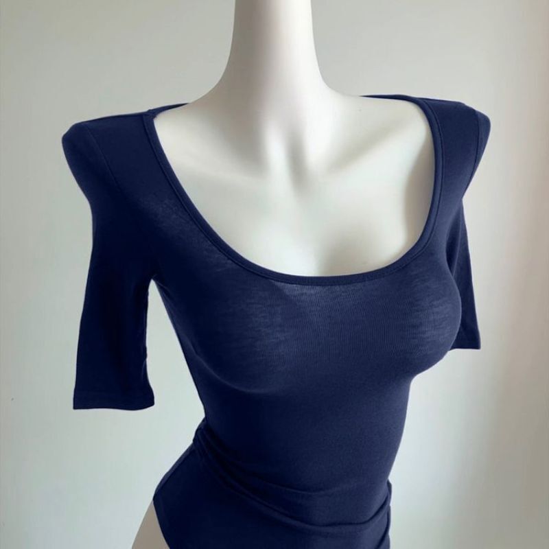 Basic Large U-Neck Casual Half-Sleeve T-Shirt for Women, New Summer Style, Slim Fit, Figure-Flattering Modal Cotton Top Basic Large U-Neck Casual Half-Sleeve T-Shirt for Women, New Summer Style, Slim Fit, Figure-Flattering Modal Cotton Top
