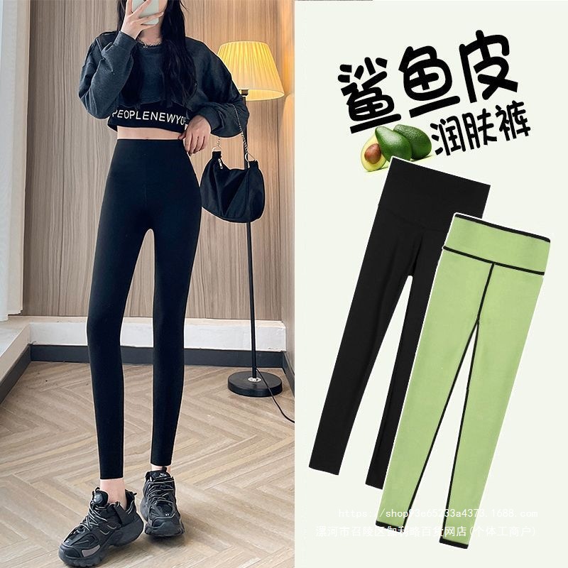 加绒鲨鱼裤女秋冬季2026新款高腰修身显瘦打底裤加厚收腹瑜伽裤子