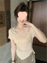 2025新款亚麻t恤女短袖漂亮超好看小衫减龄棉麻短款上衣