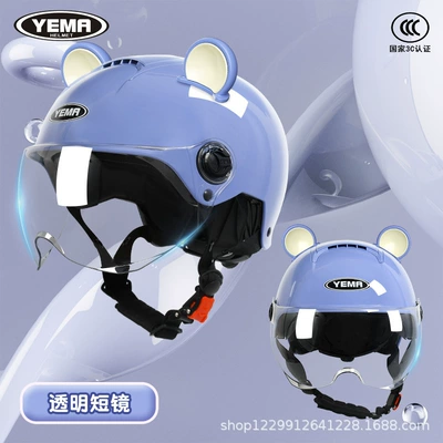 Half Helmet Summer Lightweight Sun | Motosiklet kaskı (dəbilqə) - charming-purple-transparent-short-mirror-purple-ears