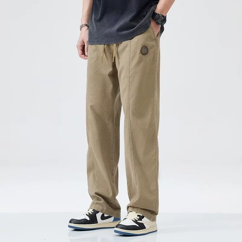 Men's thin retro trousers, oversize loose straight fit, summer American style, M–3XL