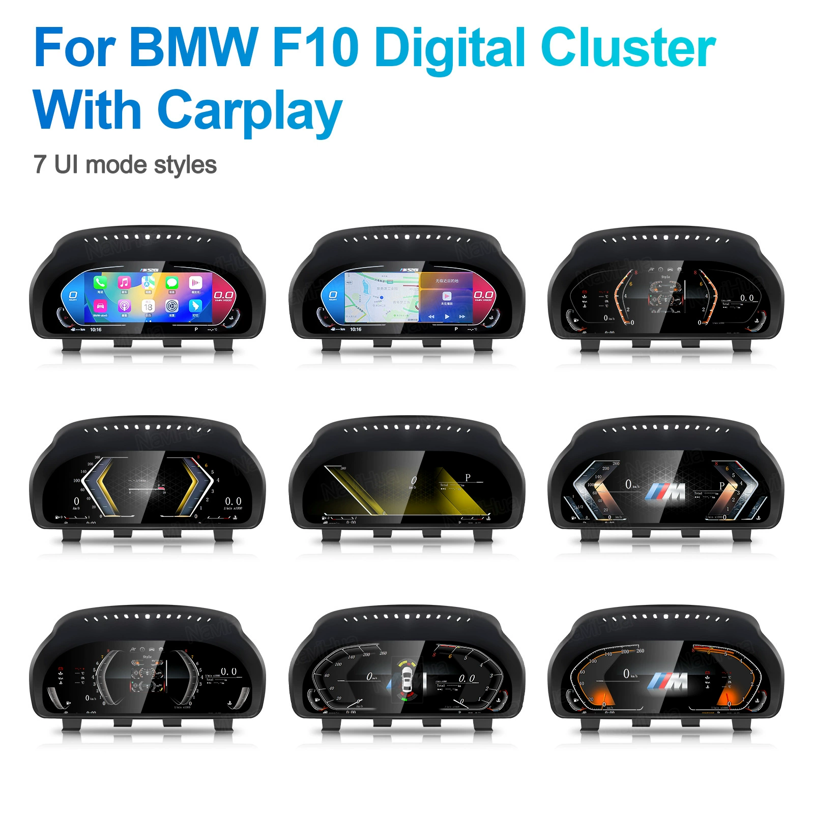 Подходит для BMW F10/F11/F18 с ЖК-панелью приборов, функцией CarPlay, возможностью подключения мобильного телефона, 7 вариантов пользовательского интерфейса.
