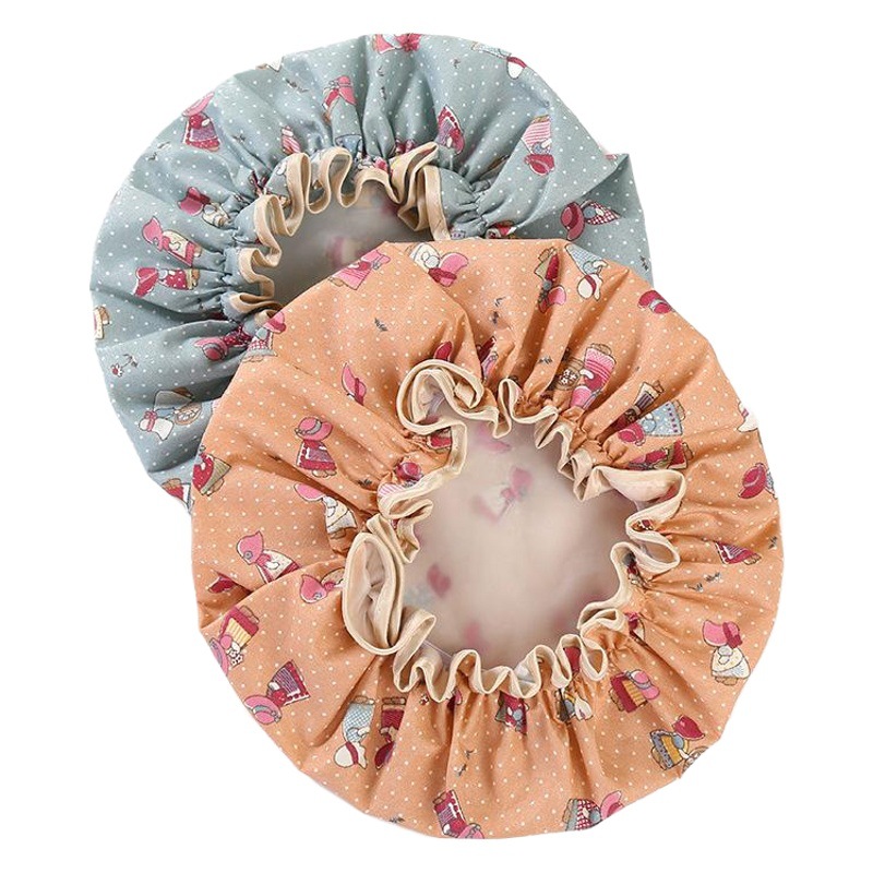 Gorro de ducha de doble capa Cubierta de la cabeza de baño impermeable para mujeres Gorro de ducha para adultos de PVC para el hogar Cubierta para el cabello Cocina a prueba de aceite Tapa de humo al por mayor