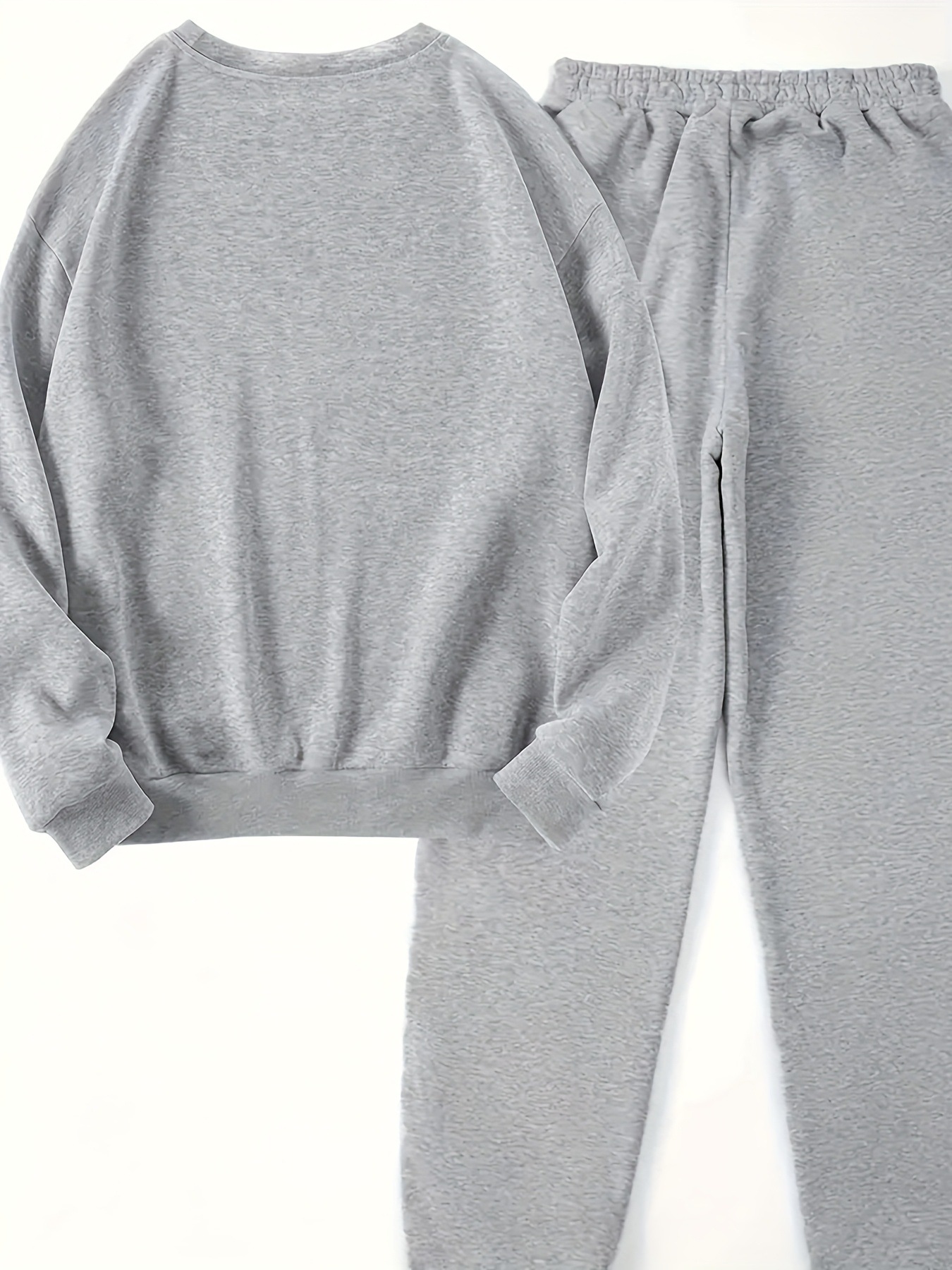 Women's Clothing Women's Fleece Lined Sweatshirt Set Style Two Piece Crew Neck Casual Printed Sweatshirt_ecoleips.com