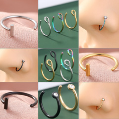 Ebay亞馬遜速賣通新款免穿孔鼻環不鏽鋼假穿刺鼻夾組合套裝個性配