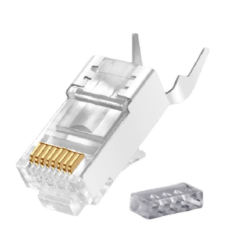 Новый продукт золото- plated семь экран сеть кристаллическая головка CAT7 гигабит шестимиллионная супер шесть золото прокладка RJ45 чистая медь кристаллическая головка