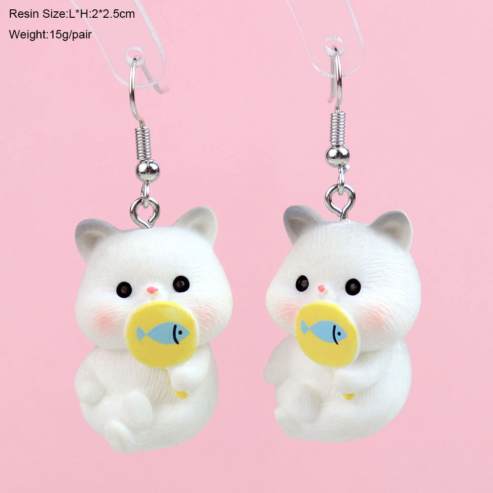 1 Paire Style De Bande Dessinée Mignon Chat Plastique Boucles D'oreilles display picture 14