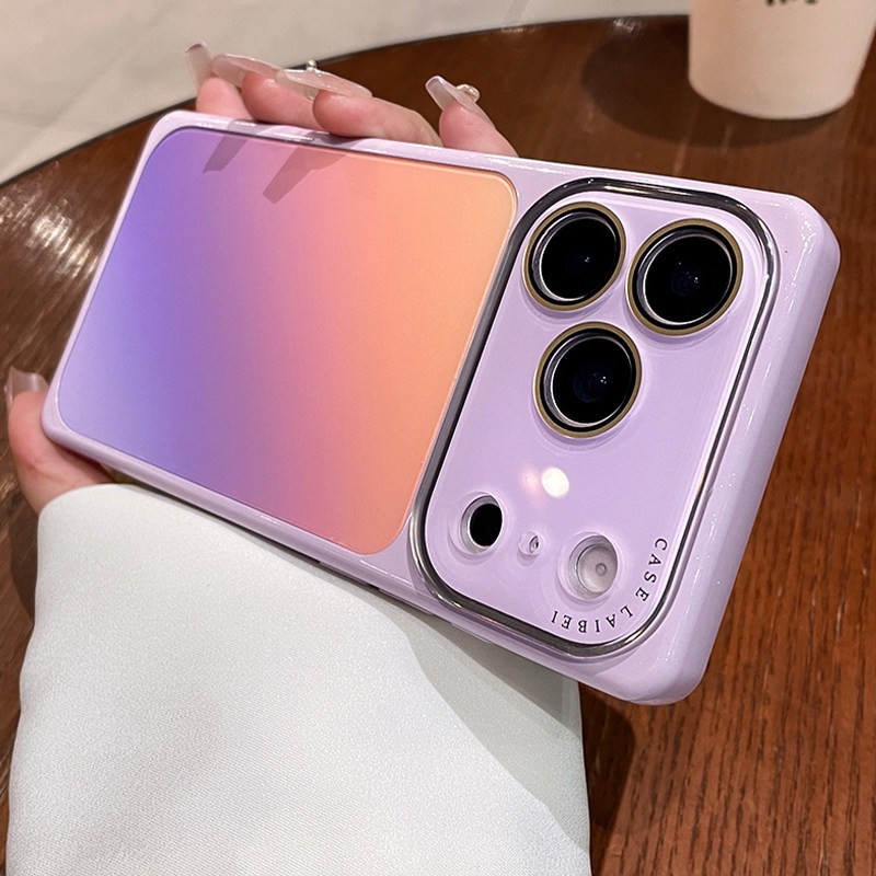 Película de lente de cristal gradiente de cáscara cuadrada para iPhone17promax teléfono móvil Apple 16AI cubierta de teclas