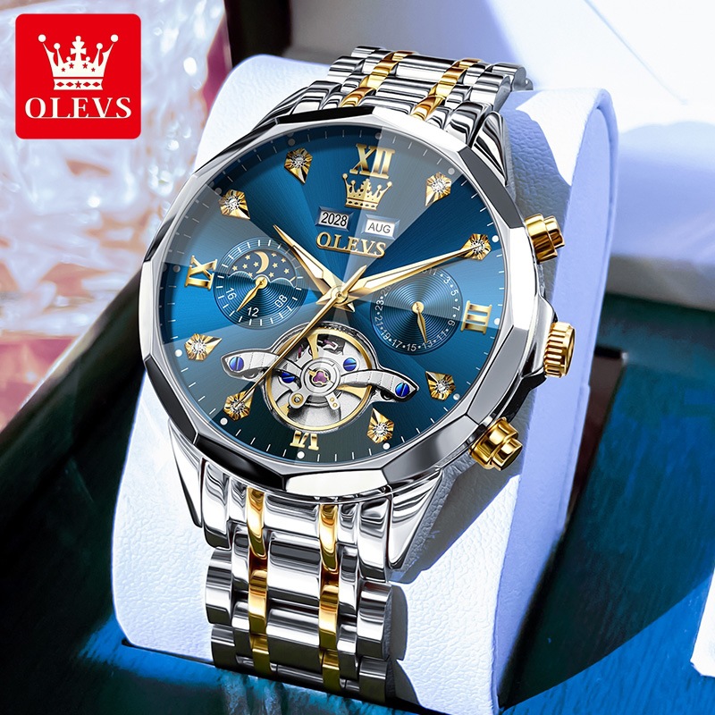 A new full-automatic mechanical watch multi-functional steel band waterproof business style men's watch