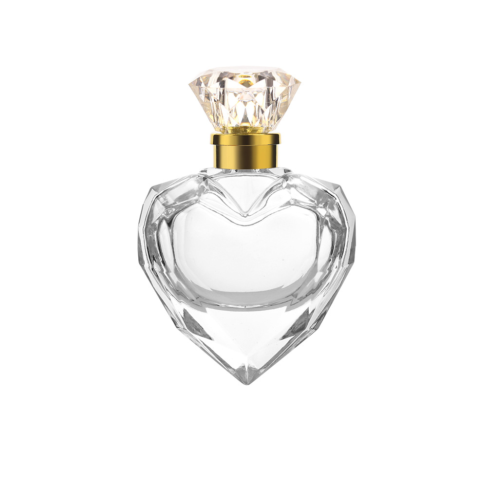 Botella vacía de vidrio de perfume específica de amor transparente con tapa de aspersor y botella de perfume de pulverización portátil