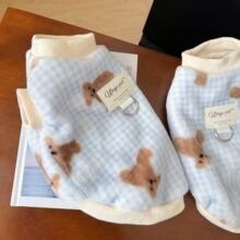 原创宠物狗狗猫咪衣服双面法兰绒背心马甲小熊风冬季保暖绒衣