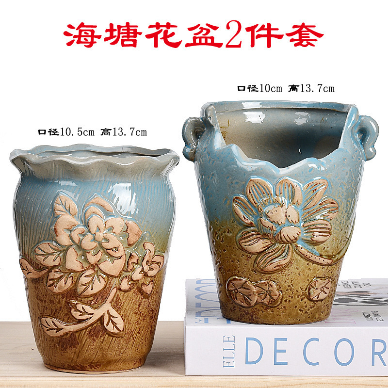 多肉植物の植木鉢卸売セラミック植物粗い陶器レトロ無地焼成紫砂クリエイティブ大小直径シンプルなクロスボーダー|undefined
