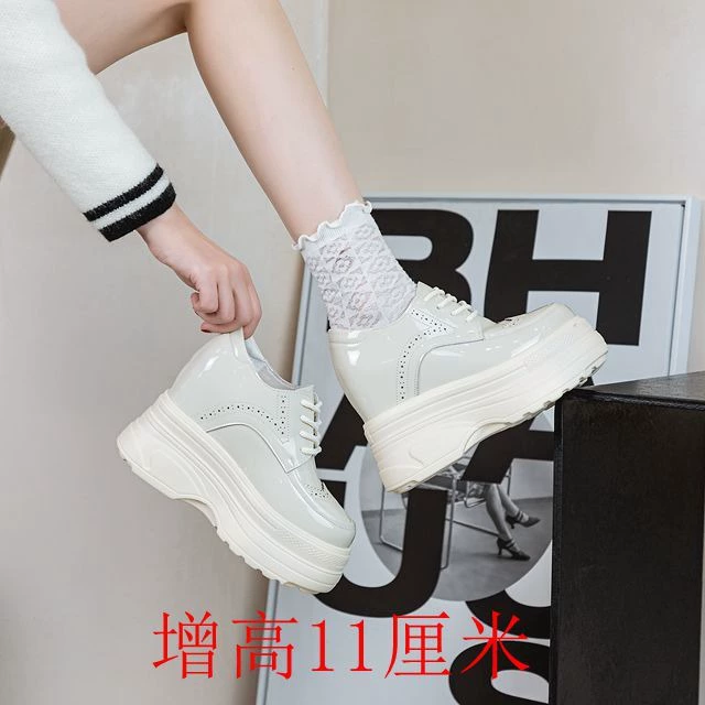 Весенние новые женские туфли из натуральной кожи, универсальные однослойные туфли с мелким горлом, высокие белые туфли, женские туфли на платформе