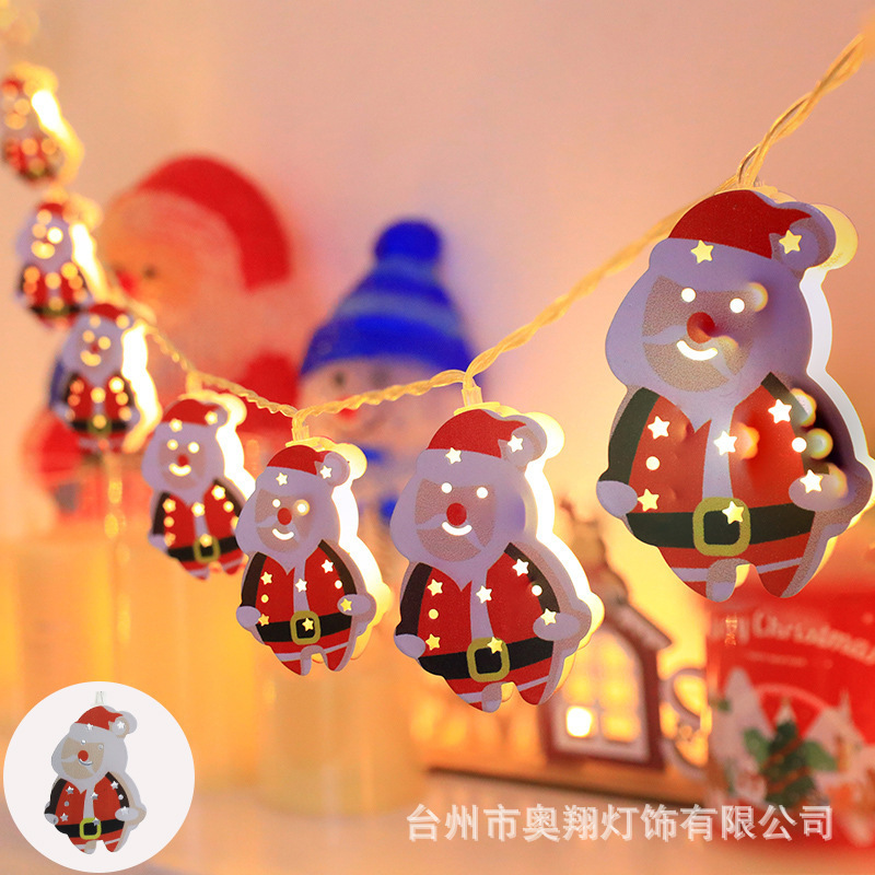圣诞节LED灯串圣诞树小鹿袜子手套铃铛雪花老人圣诞节铁 艺装饰灯|undefined