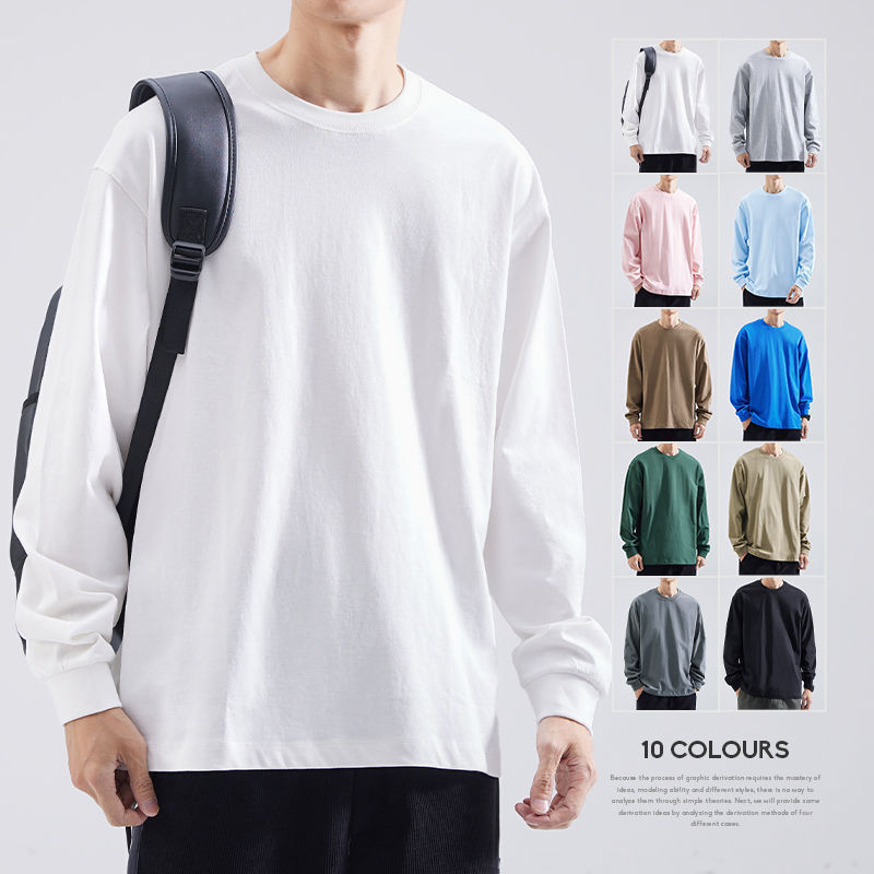 Long-sleeved T-shirt Men's Loose Spring and Autumn Sweater Round Neck White Inner Base Shirt Men's AliExpress Long-sleeved T-shirt Men's Loose Spring and Autumn Sweater Round Neck White Inner Base Shirt Men's AliExpress