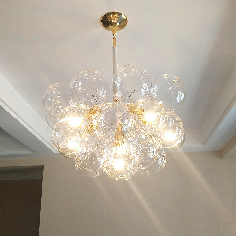 Nordic INS influencer glass bubble ball restaurant pendant light, post-modern minimalist bedroom living room personalized clothing store chandelier