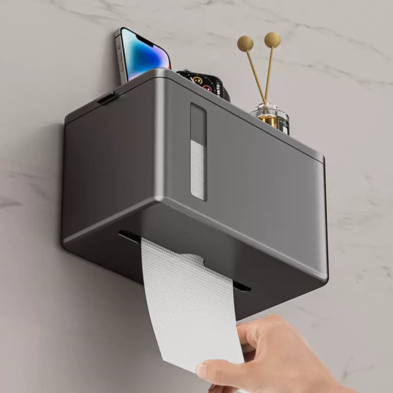 卫生间纸巾盒厕所厕纸盒壁挂式免打孔卫生卷纸多功能置物架抽纸盒