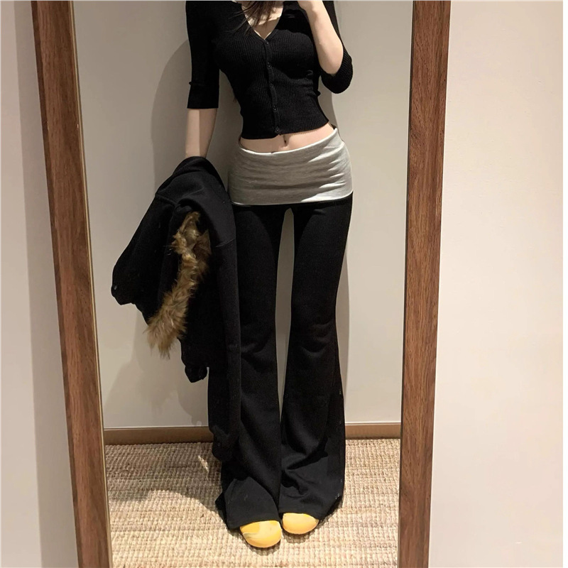American Style Hot Girl Low Waist Micro Horn Casual Pants Women's Spring Slimming Yoga Pants Sports Pants