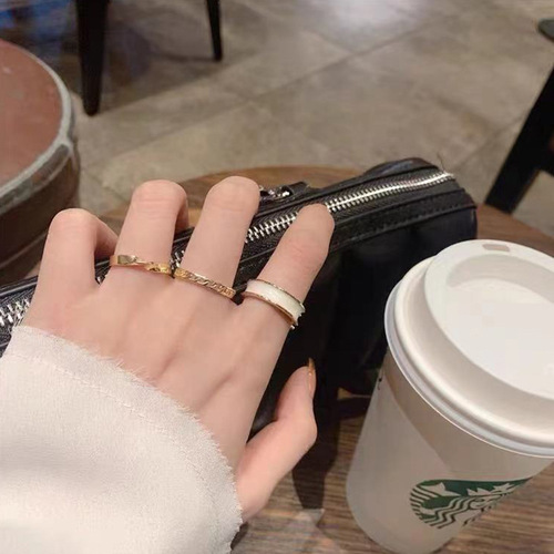 New European and American Cross-Border Trendy Minimalist Three-Piece Set: Dripping Oil Ring with Niche Design, Perfect for Influencers—Elevate Your Style with This Sophisticated Accessory