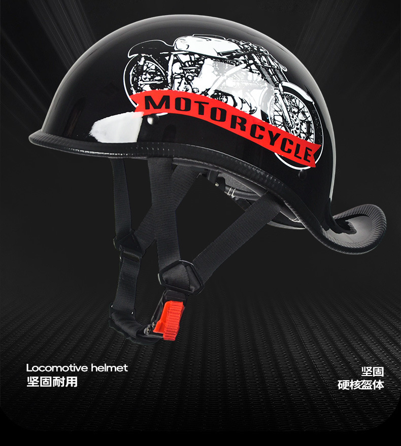 3C Certified Electric Motorcycle Helmet for Men and Women, Retro Lightweight Cruising Helmet, Summer Flip-Up Motorcycle American-Style Half Helmet