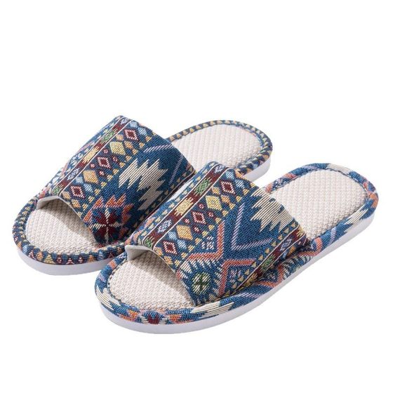 Dung-feeling linen slippers women's spring and summer ethnic style non-slip soft bottom hospitality home floor slippers spring and autumn women's