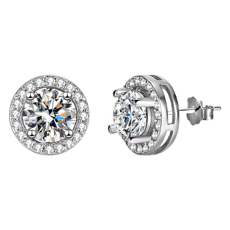 Venta caliente deseo Comercio exterior transfronterizo caliente s925 plata moissanite bolsa redonda traje anillo pendientes collar femenino transmisión en vivo