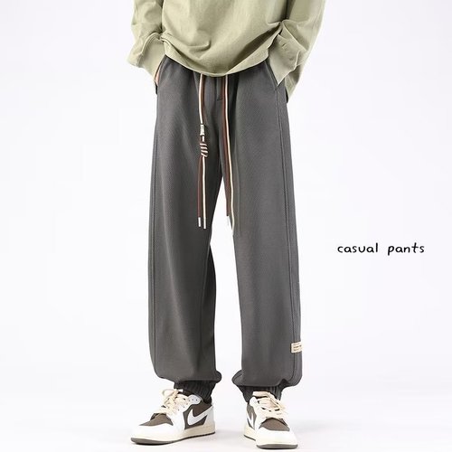 Men's Spring and Autumn Casual Matchable Sweatpants, American Retro Drawstring Large Size Sports Pants, Summer Long Pants