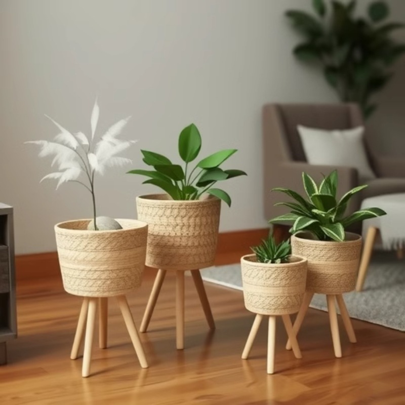Soporte de flores nórdico, sala de estar, canasta de flores, maceta, estante de flores de piso, decoración de balcón del hogar interior, canasta de flores de la sala de estar de eneldo verde