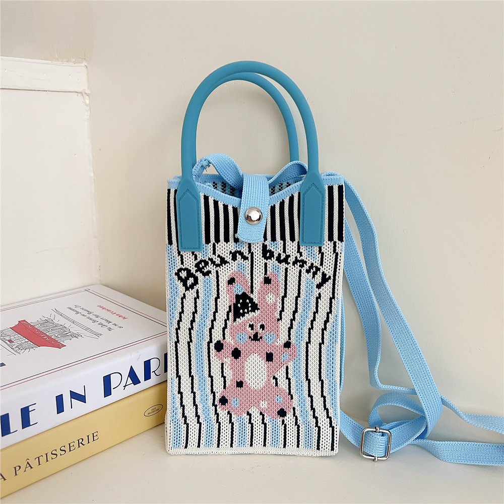 108g Weight Polyester Lining Material Buckle Closure Type Top Handle Strap Type Handbag Bags Type Casual, Daily Occasion Knit Material Cat Pattern All Seasons Season Women's Gender Vintage Style, Classic Style Style Bucket Shape Small Size Women's Small Knit Cat Vintage Style Classic Style Bucket Buckle Handbag 13
