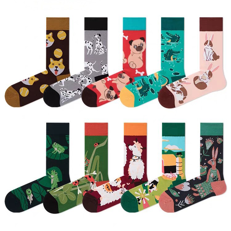 Ab Socks Asymmetrical Creative Trendy Socks Funny Couple Mandarin Duck Colorful Mid-Calf Socks Cross-Border Wholesale Dropshipping Smlsox