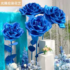 巨大型手工仿真纸艺玫瑰花商场橱窗装饰美陈婚礼场景布置仿真花