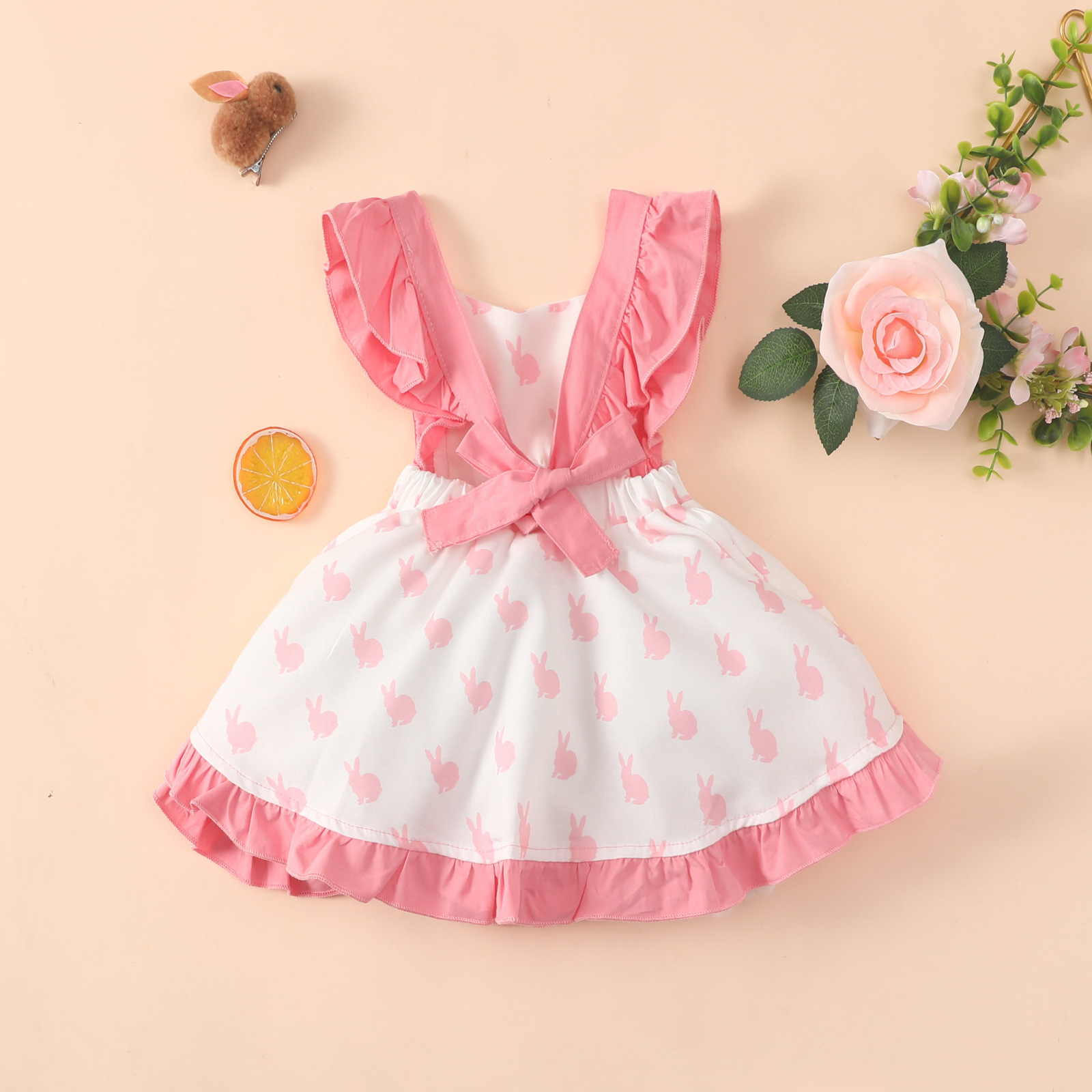 Easter Fashion Rabbit Color Block Cotton Blend Girls Dresses display picture 5