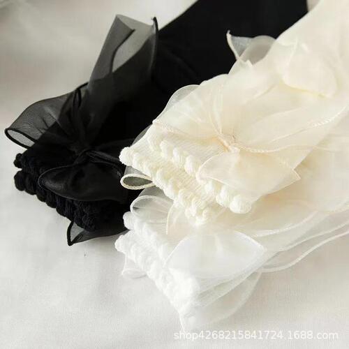 Bow socks for women jk mid-calf socks Lolita ins macho socks lace princess lace socks