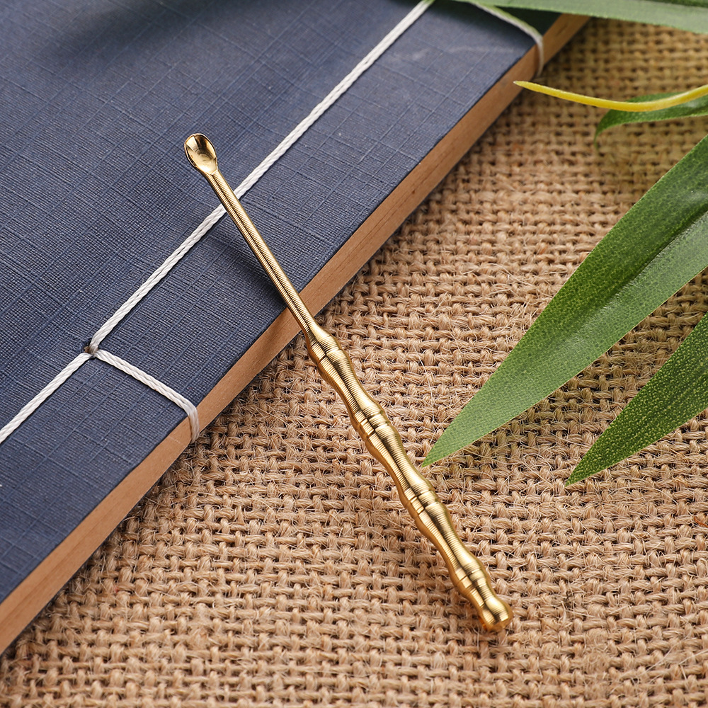 Brass bamboo joint ear spoon binary store supply palace style bulk ear cleaning tools keychain manufacturer wholesale accessories