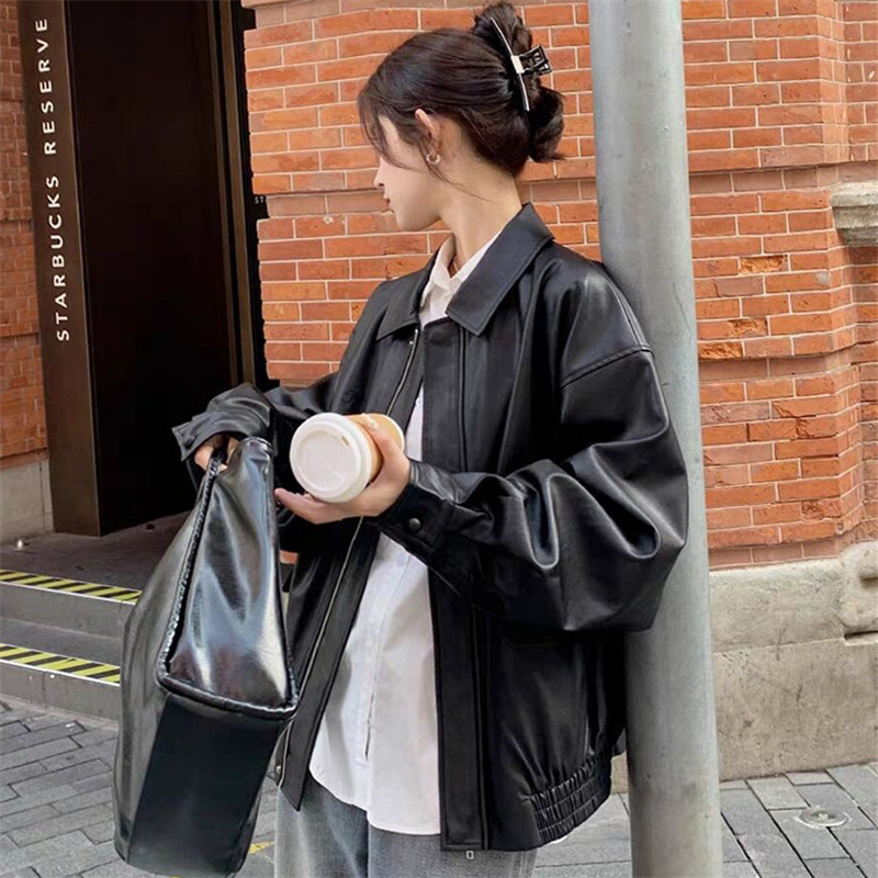 Korean-Style Designer Motorcycle Leather Jacket for Women 2026 Spring and Autumn New Korean Version Versatile Fashion Jacket Top