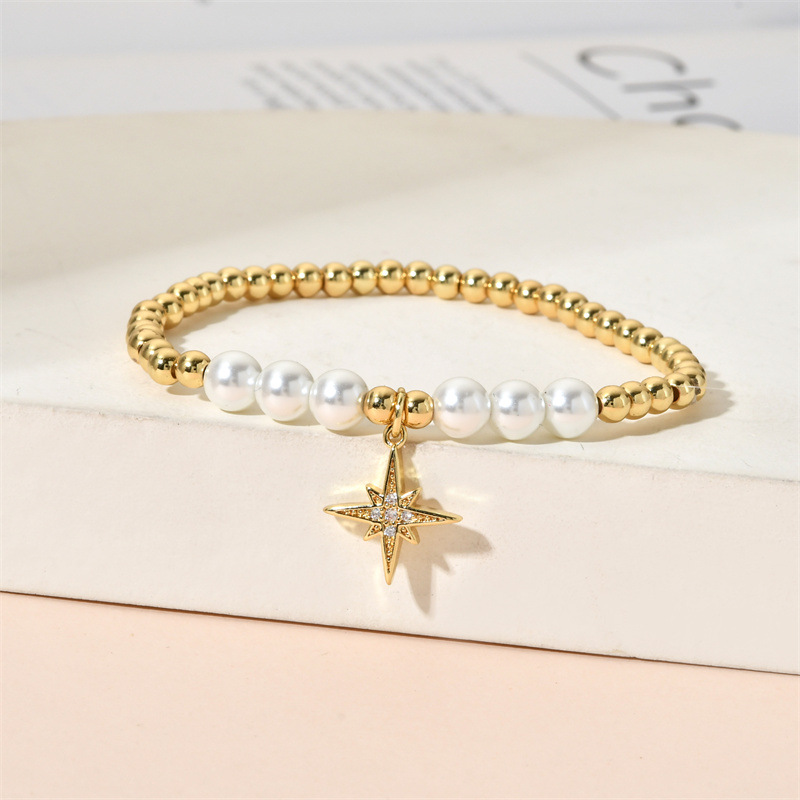 Heart Shape, Flower, Snowflake Pattern Women's Gender Copper Simple Style Beaded Heart Shape Flower Snowflake Bracelets