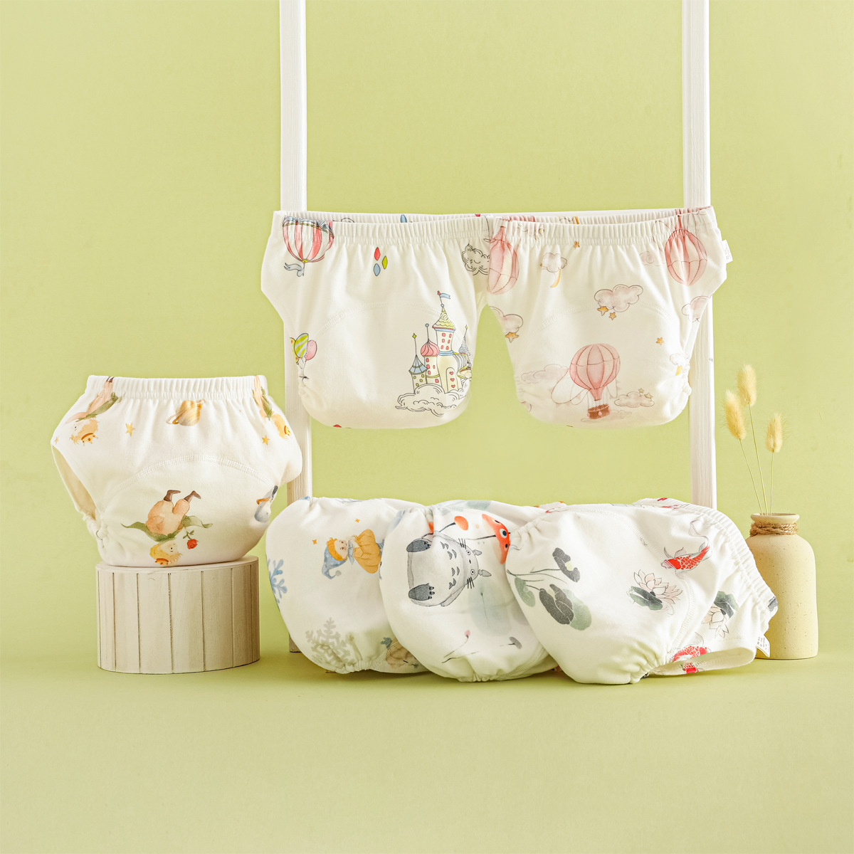 Anji Duckling Infant and Toddler Toilet Breathable Training Pants Pure Cotton Diaper Pants Summer Baby a Type Washable Diaper Pants