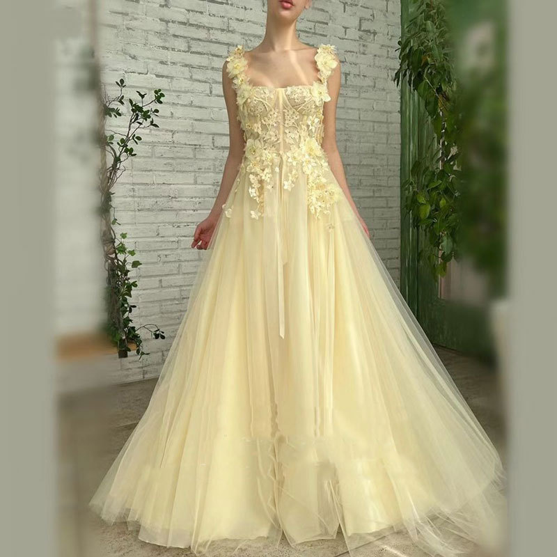 Comercio exterior europeo y americano amazon AliExpress deseo vestido de noche de las mujeres nueva correa de encaje vestido de banquete largo