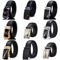 Automatic buckle two-layer cowhide men's belt, casual and fashionable leather belts, business men's belt wholesale